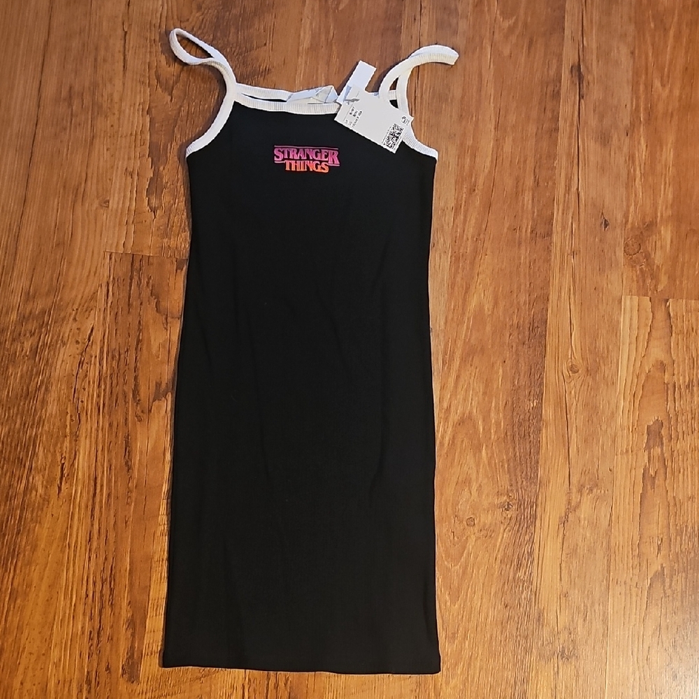 H&M Black Midi Dress with Pink Logo